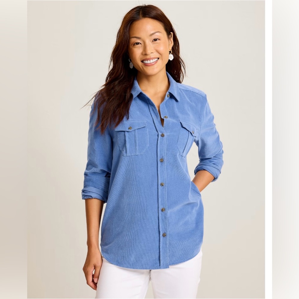 Tommy Bahama Coasta Cord  Relax Cotton Blend Dusty Blue Button-Down Shirt